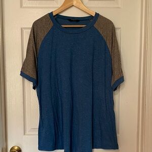 Blue and Gray Women's Plus Size Raglan T-Shirt